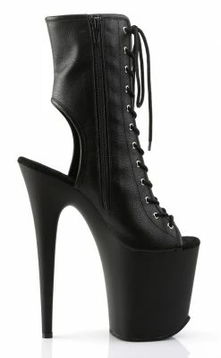 Pleaser FLAMINGO-1016 Black Faux Leather Ankle Boots