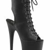 Pleaser FLAMINGO-1016 Black Faux Leather Ankle Boots