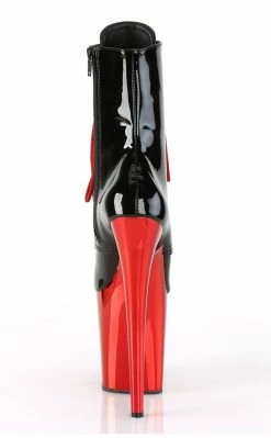 Pleaser FLAMINGO-1020 Black Patent & Red Chrome Boots
