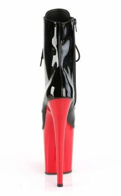 Pleaser Pole Shoes FLAMINGO-1020 Black & Red Patent Ankle Boots