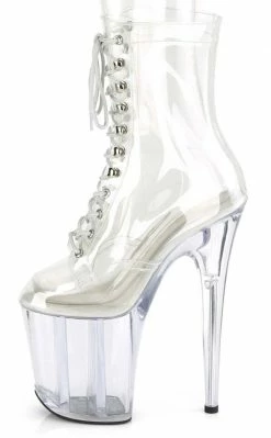 Pleaser Pole Shoes FLAMINGO-1020 Clear Lace Up Boots