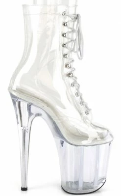 Pleaser Pole Shoes FLAMINGO-1020 Clear Lace Up Boots