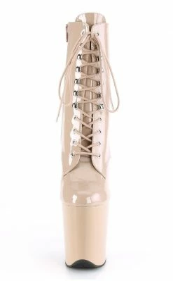 Pleaser FLAMINGO-1020 Nude Patent Ankle Boots
