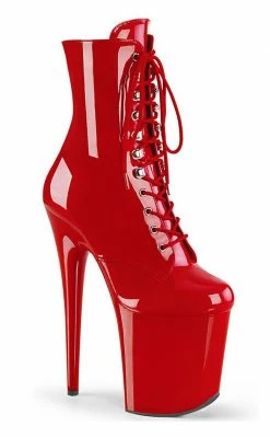 Pleaser Pole Shoes FLAMINGO-1020 Red Patent Ankle Boots