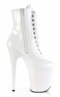 Pleaser Pole Shoes FLAMINGO-1020 White Patent Ankle Boots