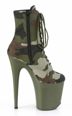 Pleaser FLAMINGO-1020CAMO Green Camo Fabric/Dark Olive Matte Heels Pole Shoes