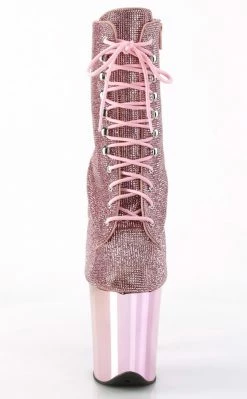 Pleaser FLAMINGO-1020CHRS Baby Pink Rhinestone Chrome Boots Pole Shoes