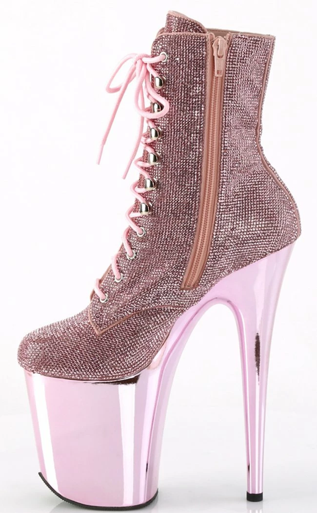 Pleaser FLAMINGO-1020CHRS Baby Pink Rhinestone Chrome Boots Pole Shoes 5 Pleaser FLAMINGO-1020CHRS Baby Pink Rhinestone Chrome Boots Pole Shoes