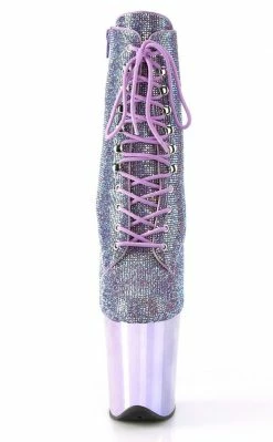 Pleaser FLAMINGO-1020CHRS Lavender Rhinestone Chrome Boots