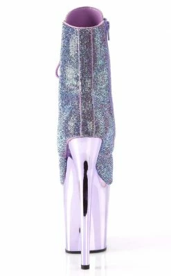 Pleaser FLAMINGO-1020CHRS Lavender Rhinestone Chrome Boots