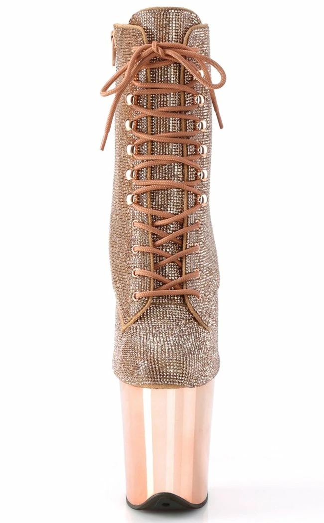 Pleaser FLAMINGO-1020CHRS Rose Gold Rhinestone Chrome Boots Pole Shoes 4 Pleaser FLAMINGO-1020CHRS Rose Gold Rhinestone Chrome Boots Pole Shoes