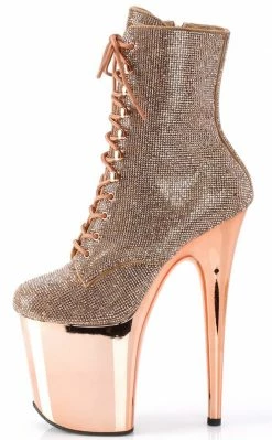 Pleaser FLAMINGO-1020CHRS Rose Gold Rhinestone Chrome Boots Pole Shoes 9 Pleaser FLAMINGO-1020CHRS Rose Gold Rhinestone Chrome Boots Pole Shoes