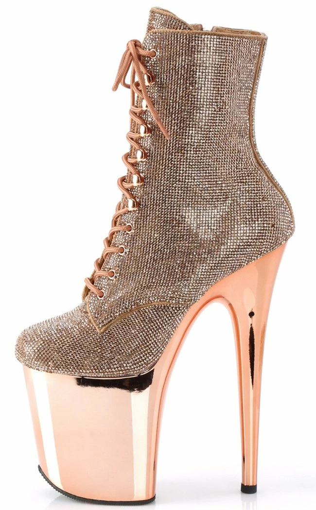 Pleaser FLAMINGO-1020CHRS Rose Gold Rhinestone Chrome Boots Pole Shoes 5 Pleaser FLAMINGO-1020CHRS Rose Gold Rhinestone Chrome Boots Pole Shoes