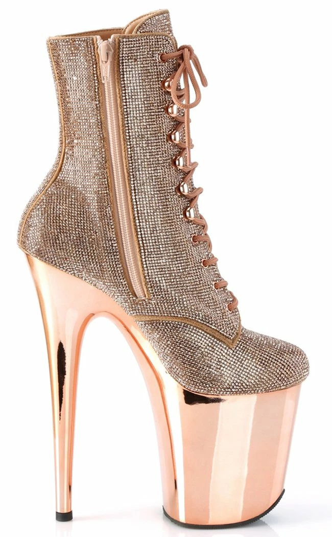 Pleaser FLAMINGO-1020CHRS Rose Gold Rhinestone Chrome Boots Pole Shoes 7 Pleaser FLAMINGO-1020CHRS Rose Gold Rhinestone Chrome Boots Pole Shoes