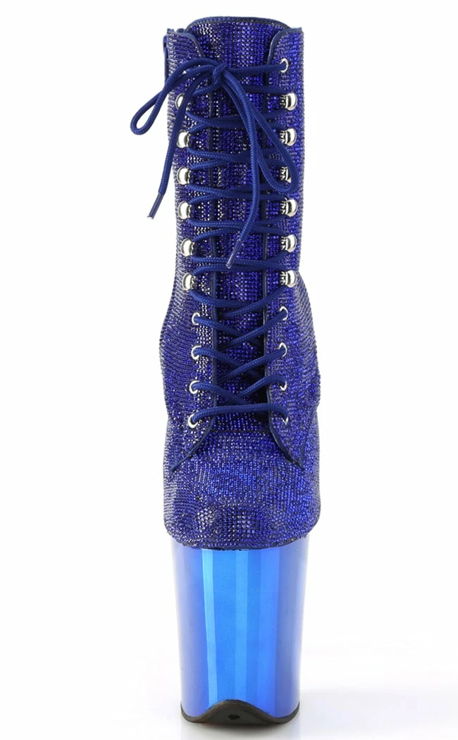 Pleaser FLAMINGO-1020CHRS Royal Blue Rhinestone Chrome Boots Pole Shoes 4 Pleaser FLAMINGO-1020CHRS Royal Blue Rhinestone Chrome Boots Pole Shoes
