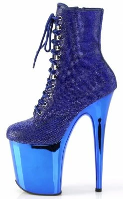 Pleaser FLAMINGO-1020CHRS Royal Blue Rhinestone Chrome Boots Pole Shoes 9 Pleaser FLAMINGO-1020CHRS Royal Blue Rhinestone Chrome Boots Pole Shoes