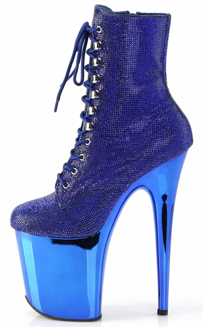 Pleaser FLAMINGO-1020CHRS Royal Blue Rhinestone Chrome Boots Pole Shoes 5 Pleaser FLAMINGO-1020CHRS Royal Blue Rhinestone Chrome Boots Pole Shoes