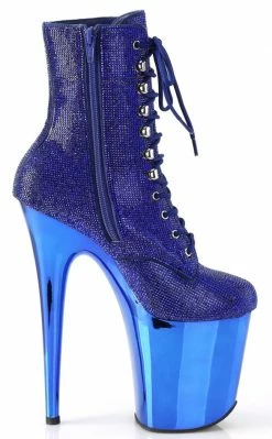 Pleaser FLAMINGO-1020CHRS Royal Blue Rhinestone Chrome Boots Pole Shoes 11 Pleaser FLAMINGO-1020CHRS Royal Blue Rhinestone Chrome Boots Pole Shoes