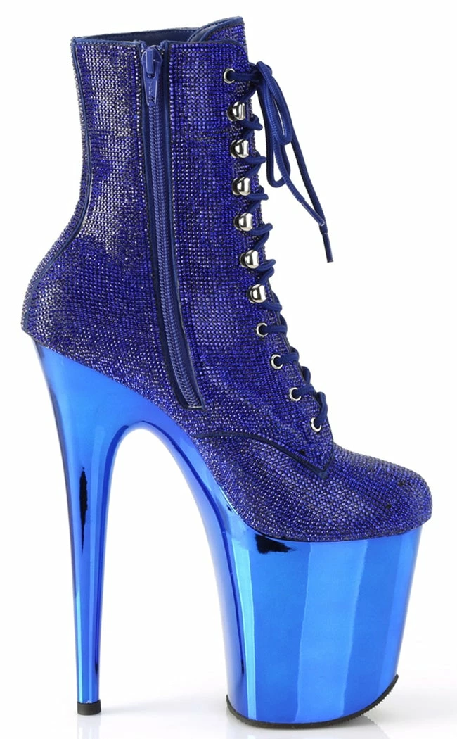 Pleaser FLAMINGO-1020CHRS Royal Blue Rhinestone Chrome Boots Pole Shoes 7 Pleaser FLAMINGO-1020CHRS Royal Blue Rhinestone Chrome Boots Pole Shoes