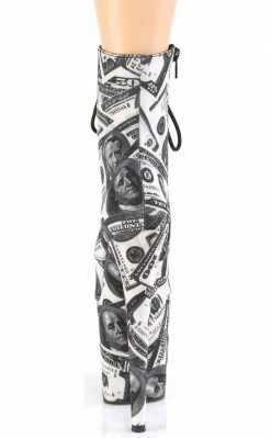 Pleaser FLAMINGO-1020DP Money Print Boots Pole Shoes