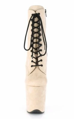 Pleaser FLAMINGO-1020FS Beige Faux Suede Boots