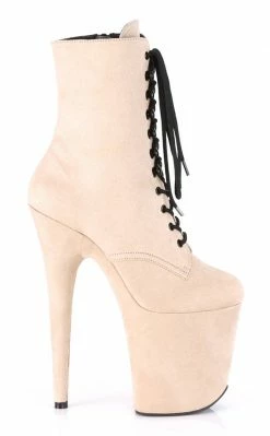 Pleaser FLAMINGO-1020FS Beige Faux Suede Boots