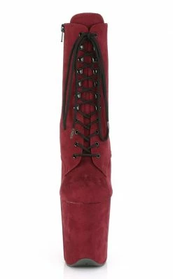 Pleaser FLAMINGO-1020FS Burgundy Faux Suede Boots Pole Shoes