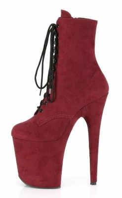 Pleaser FLAMINGO-1020FS Burgundy Faux Suede Boots Pole Shoes