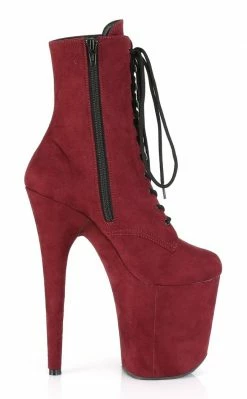 Pleaser FLAMINGO-1020FS Burgundy Faux Suede Boots Pole Shoes
