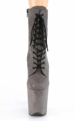 Pleaser Pole Shoes FLAMINGO-1020FS Grey Faux Suede/Grey Faux Suede Boots