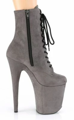 Pleaser Pole Shoes FLAMINGO-1020FS Grey Faux Suede/Grey Faux Suede Boots