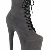 Pleaser Pole Shoes FLAMINGO-1020FS Grey Faux Suede/Grey Faux Suede Boots
