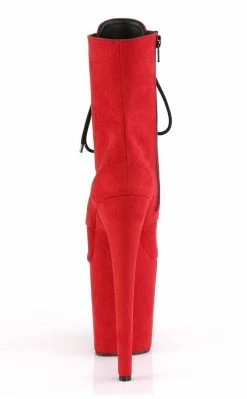 Pleaser FLAMINGO-1020FS Red Faux Suede Boots Pole Shoes