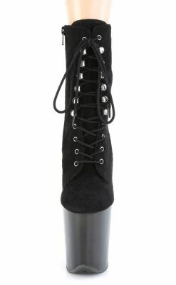 Pleaser FLAMINGO-1020FST Black Suede Tinted Boots Pole Shoes