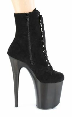Pleaser FLAMINGO-1020FST Black Suede Tinted Boots Pole Shoes