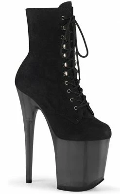 Pleaser FLAMINGO-1020FST Black Suede Tinted Boots Pole Shoes
