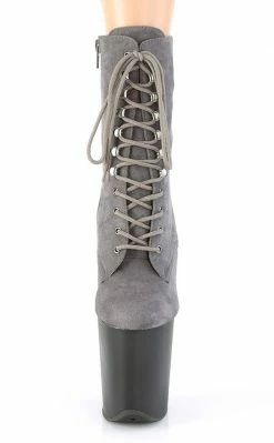 Pleaser FLAMINGO-1020FST Grey Suede Tinted Boots Pole Shoes