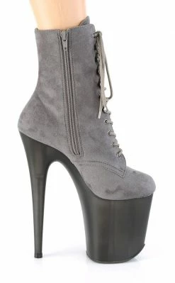 Pleaser FLAMINGO-1020FST Grey Suede Tinted Boots Pole Shoes