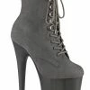 Pleaser FLAMINGO-1020FST Grey Suede Tinted Boots Pole Shoes