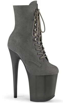 Pleaser FLAMINGO-1020FST Grey Suede Tinted Boots Pole Shoes