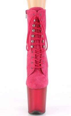 Pleaser FLAMINGO-1020FST Pink Suede Tinted Boots