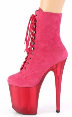 Pleaser FLAMINGO-1020FST Pink Suede Tinted Boots