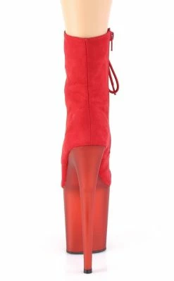 Pleaser FLAMINGO-1020FST Red Suede Tinted Boots Pole Shoes
