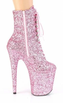 Pleaser FLAMINGO-1020GWR Baby Pink Glitter Boots Pole Shoes