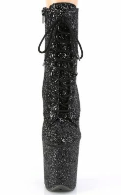 Pleaser Pole Shoes FLAMINGO-1020GWR Black Glitter Boots