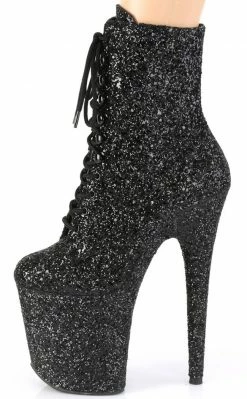 Pleaser Pole Shoes FLAMINGO-1020GWR Black Glitter Boots