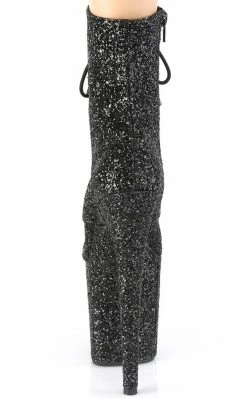 Pleaser Pole Shoes FLAMINGO-1020GWR Black Glitter Boots