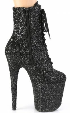 Pleaser Pole Shoes FLAMINGO-1020GWR Black Glitter Boots