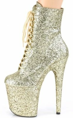 Pleaser Pole Shoes FLAMINGO-1020GWR Gold Glitter Boots