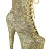 Pleaser Pole Shoes FLAMINGO-1020GWR Gold Glitter Boots 2 Pleaser Pole Shoes FLAMINGO-1020GWR Gold Glitter Boots